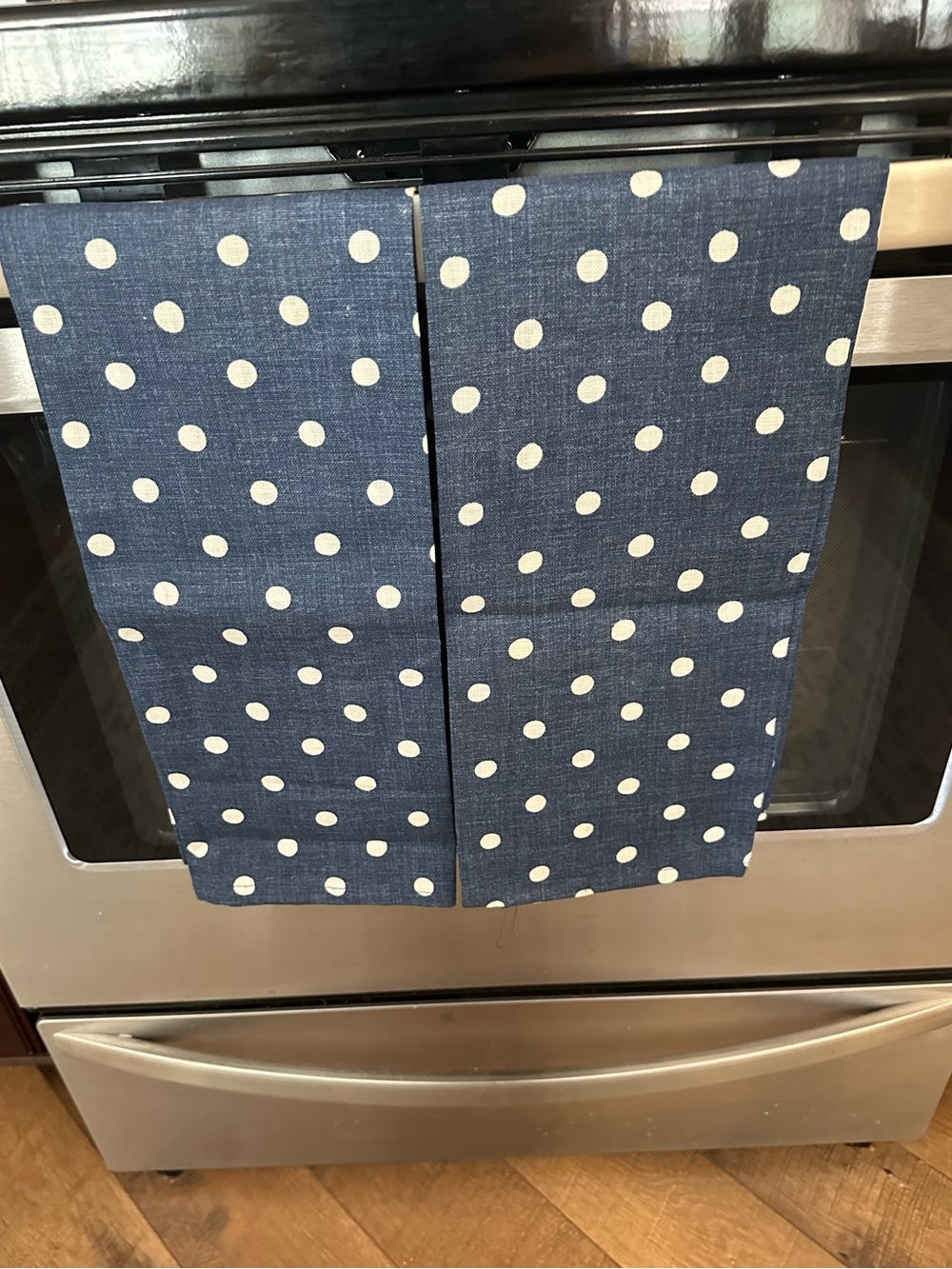 Pottery Barn Navy Polka Dot Kitchen Towels Set Of 2, New